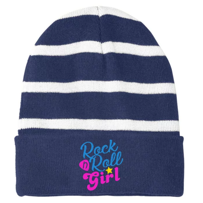 Rock N Roll Girl Cute Gift Striped Beanie with Solid Band