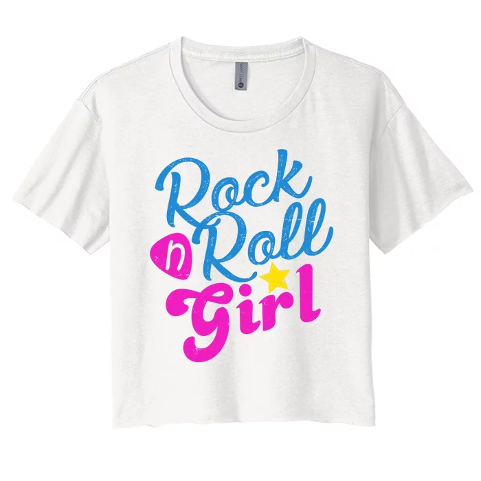 Rock N Roll Girl Cute Gift Women's Crop Top Tee