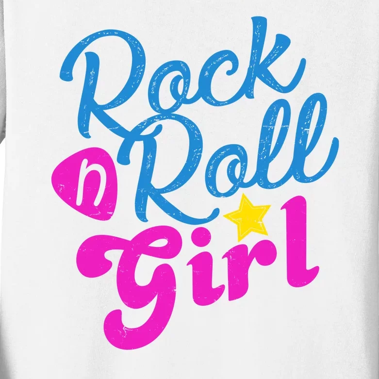 Rock N Roll Girl Cute Gift Kids Long Sleeve Shirt