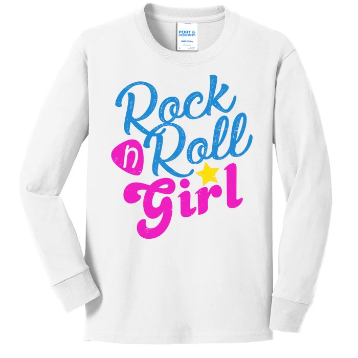 Rock N Roll Girl Cute Gift Kids Long Sleeve Shirt