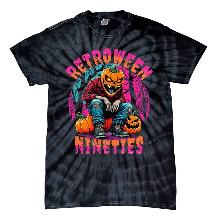 Retroween Nineties Retro Grunge Halloween Design Tie-Dye T-Shirt