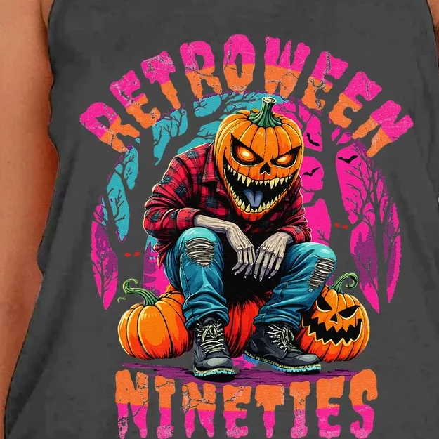 Retroween Nineties Retro Grunge Halloween Design Women's Knotted Racerback Tank