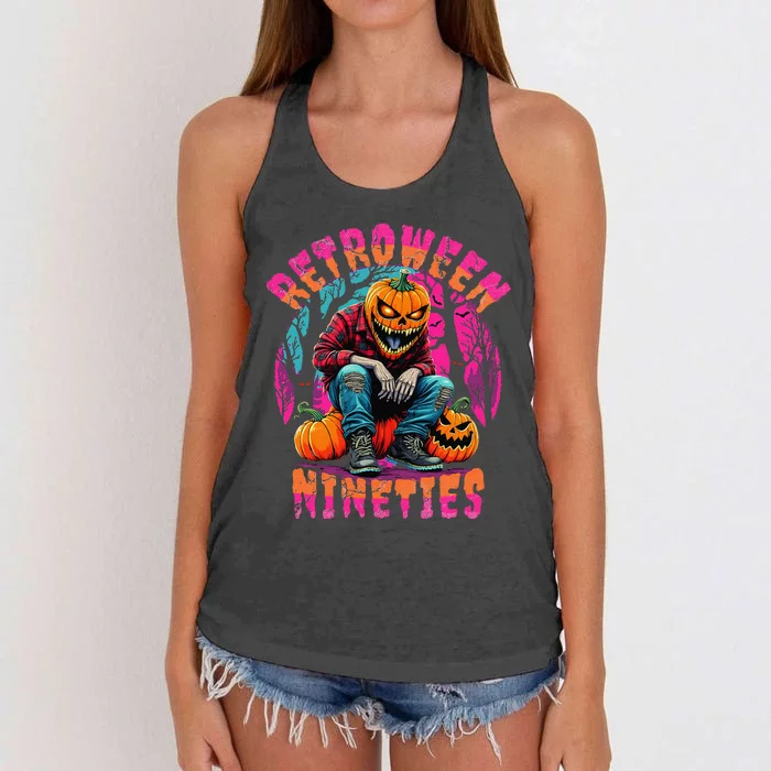 Retroween Nineties Retro Grunge Halloween Design Women's Knotted Racerback Tank