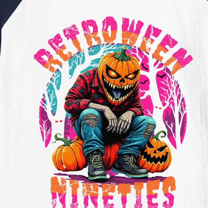 Retroween Nineties Retro Grunge Halloween Design Baseball Sleeve Shirt