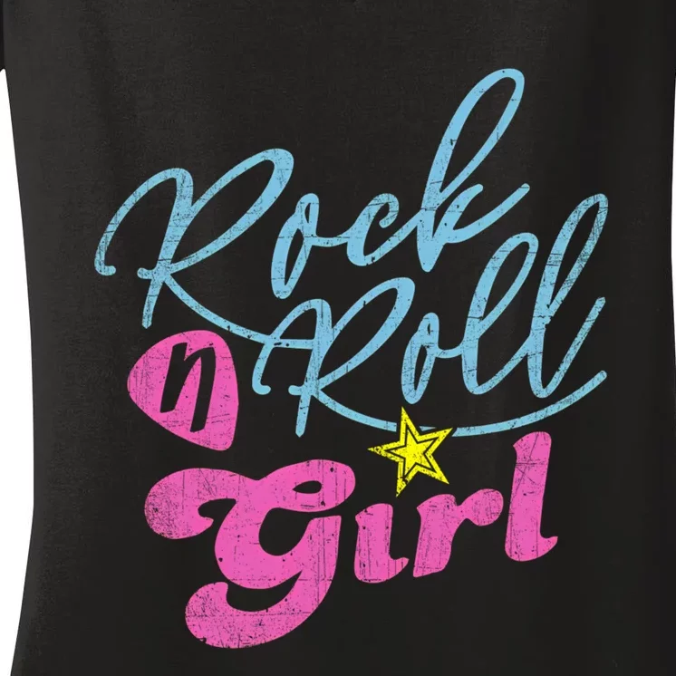 Rock N Roll Girl Purple Darla Women's V-Neck T-Shirt