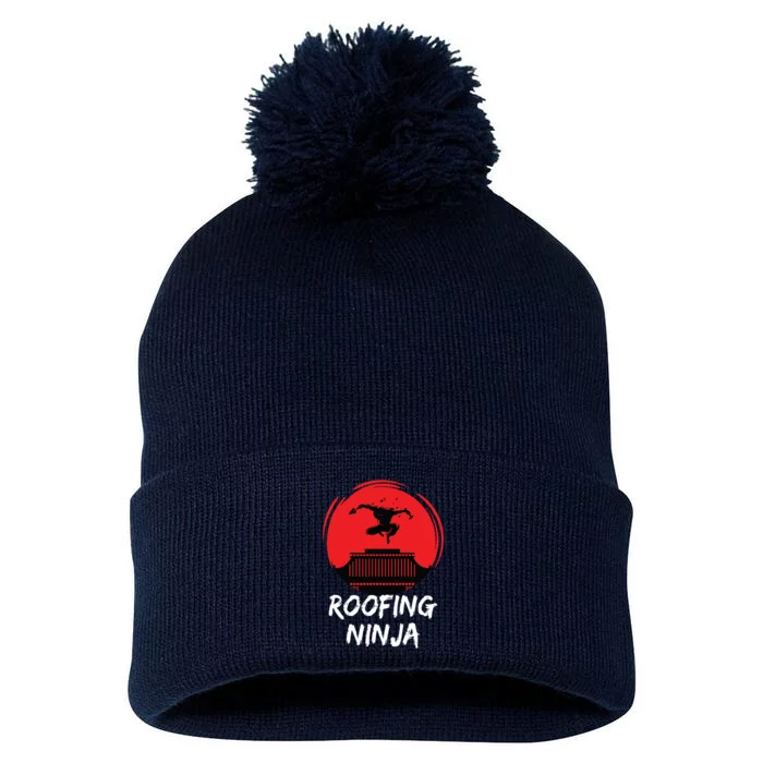 Roofing Ninja Roofer Slating Pom Pom 12in Knit Beanie