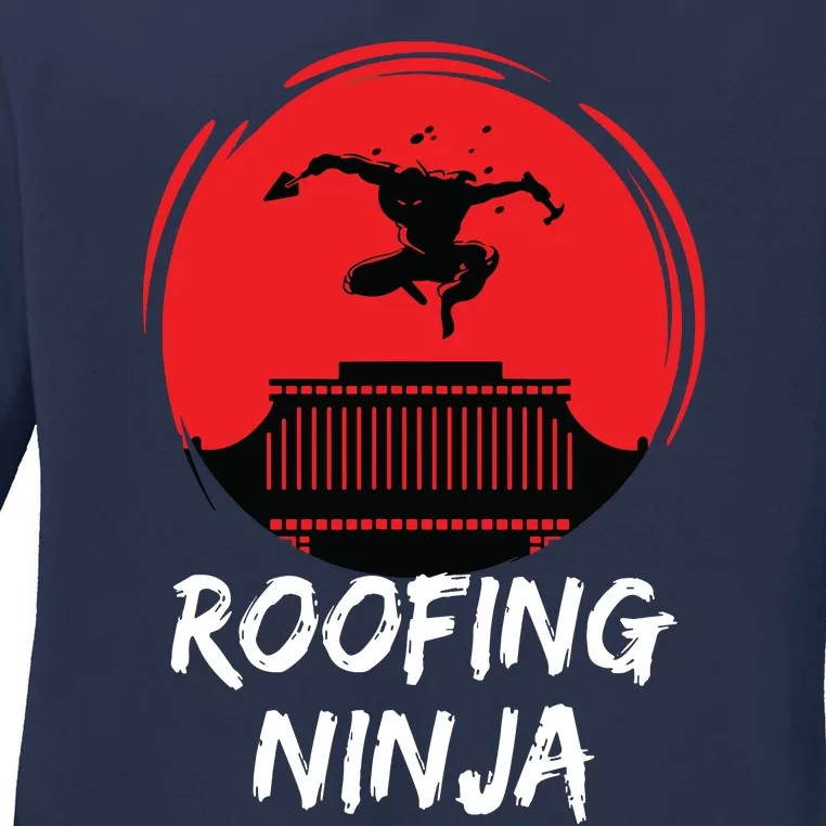 Roofing Ninja Roofer Slating Ladies Long Sleeve Shirt