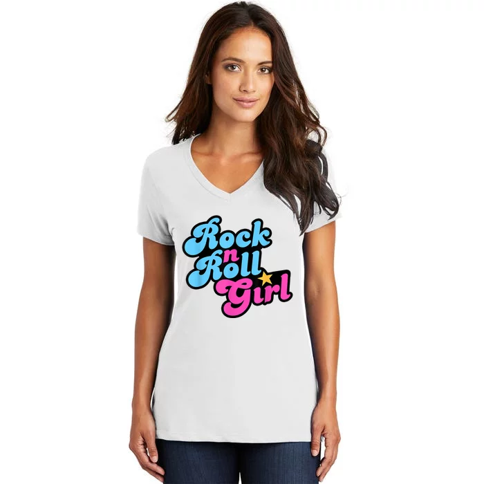 Rock N Roll Girl Women's V-Neck T-Shirt