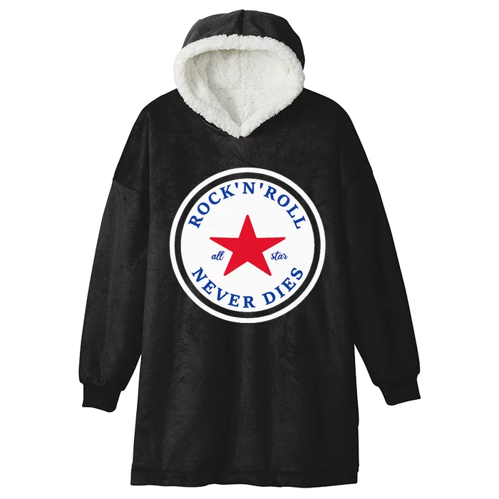 Rock N Roll Never Dies Rock And Roll All Star Music Hooded Wearable Blanket