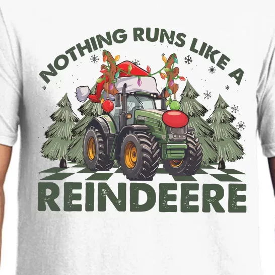 Retro Nothing Runs Like A Reindeer Christmas Tractor Reindeer Pajama Set