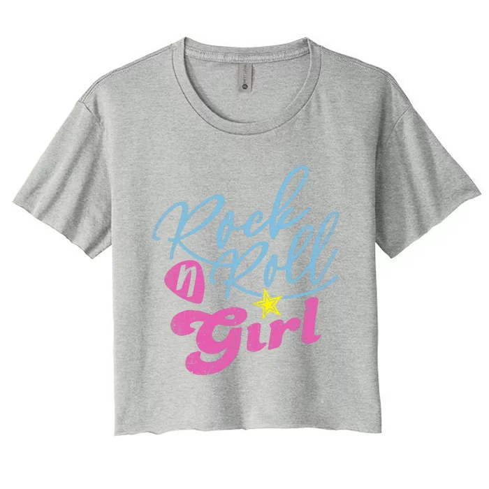 Rock N Roll Girl Purple Women's Crop Top Tee