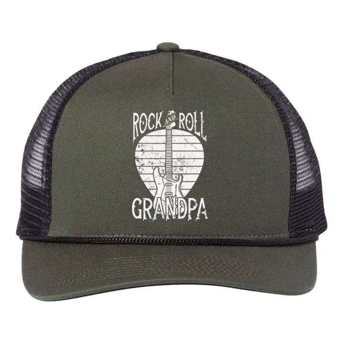 Rock n Roll Grandpa Vintage Guitar Player Retro Rope Trucker Hat Cap