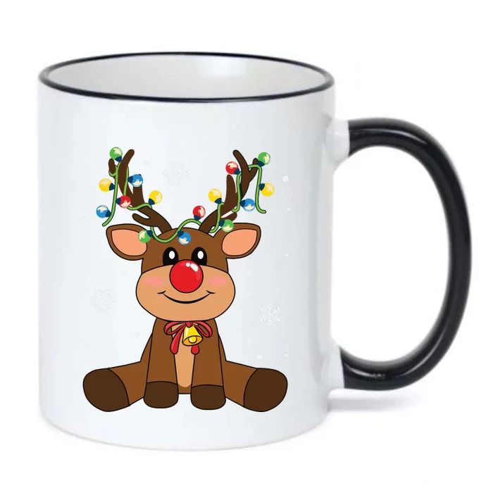 Red Nose Rudolph Reindeer Costumes Christmas Family Matching Black Color Changing Mug