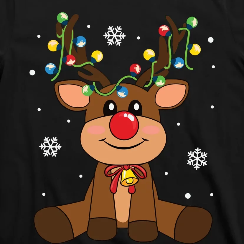 Red Nose Rudolph Reindeer Costumes Christmas Family Matching T-Shirt