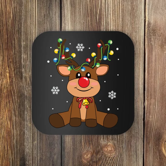 Red Nose Rudolph Reindeer Costumes Christmas Family Matching Coaster