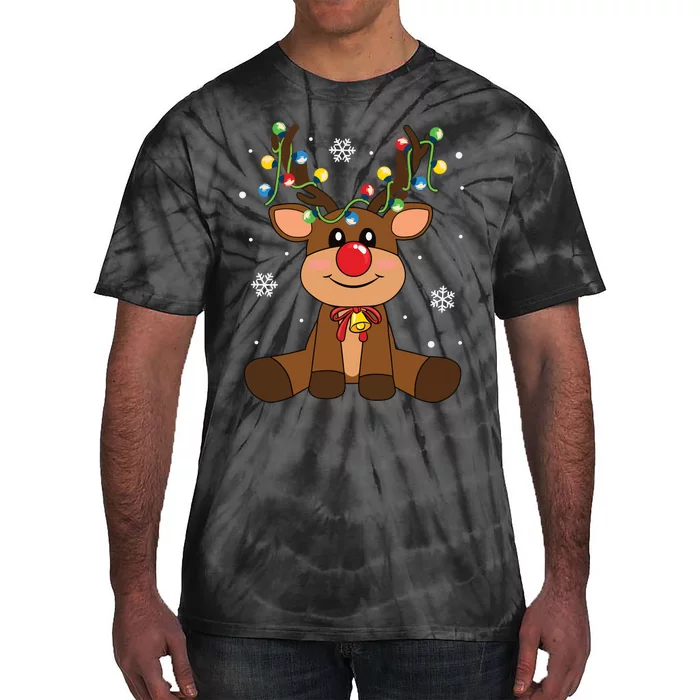 Red Nose Rudolph Reindeer Costumes Christmas Family Matching Tie-Dye T-Shirt