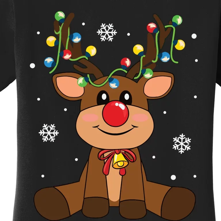 Red Nose Rudolph Reindeer Costumes Christmas Family Matching Women's T-Shirt