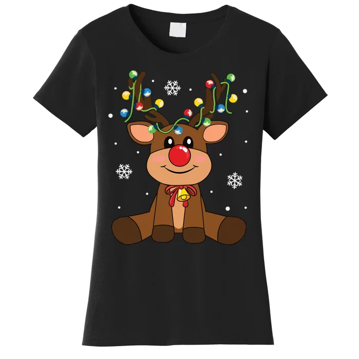 Red Nose Rudolph Reindeer Costumes Christmas Family Matching Women's T-Shirt