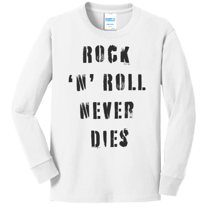 Rock N Roll Never Dies Vintage Inspired Concert Boho Retro Music Band Kids Long Sleeve Shirt