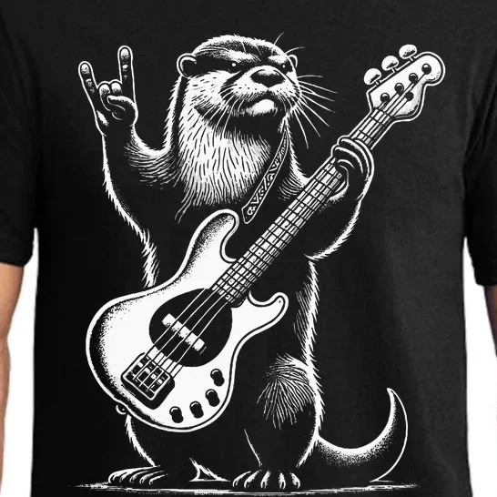 Rock N Roll Otter Playing Guitar Funny Otter Pajama Set