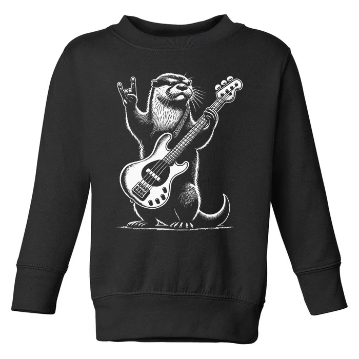 Rock N Roll Otter Playing Guitar Funny Otter Toddler Sweatshirt