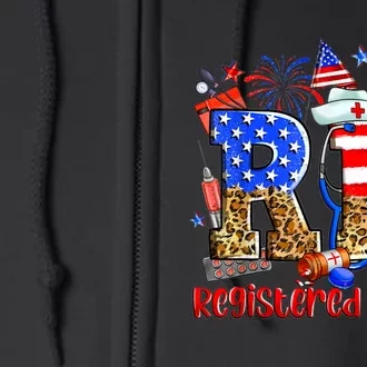 RN Nursing Registered Nurse American Flag 4th Of July Full Zip Hoodie