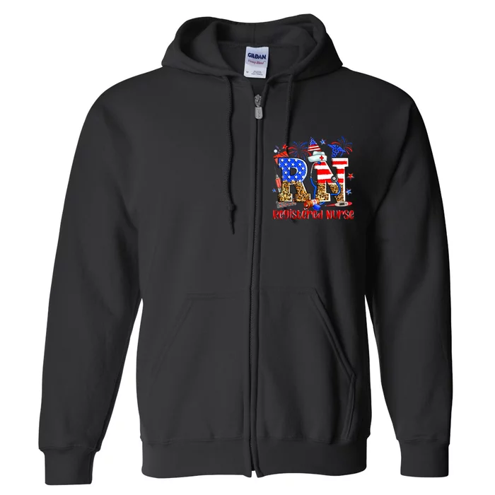 RN Nursing Registered Nurse American Flag 4th Of July Full Zip Hoodie