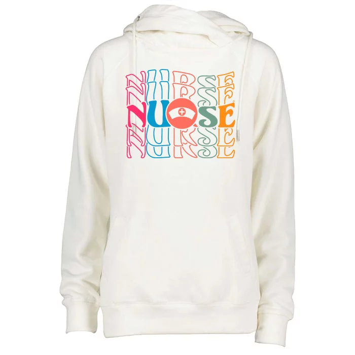 Retro Nurse Womens Funnel Neck Pullover Hood