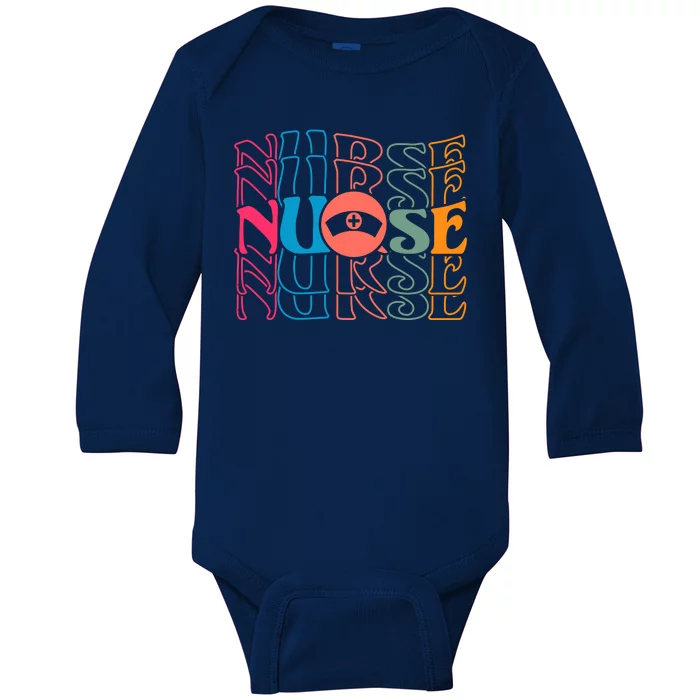 Retro Nurse Baby Long Sleeve Bodysuit