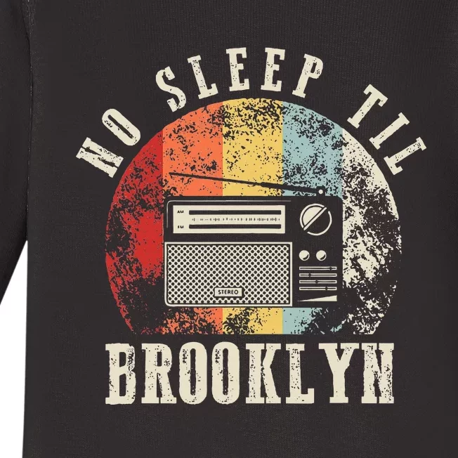 Retro No Sleep Til Brooklyn Old School Portable Stereo Baby Long Sleeve Bodysuit