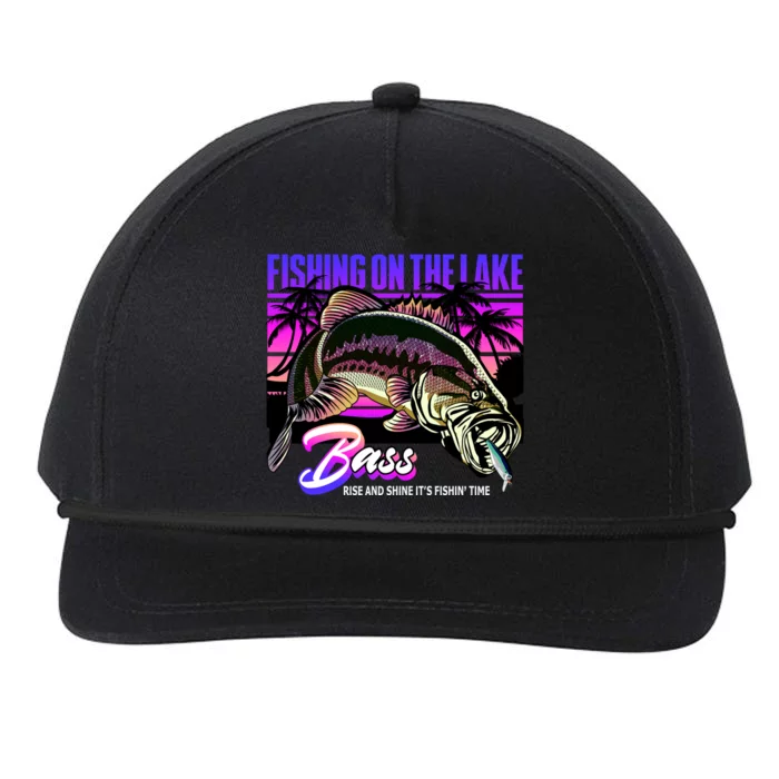 Rise N Shine Its Fishing Time Bass Lake Snapback Five-Panel Rope Hat