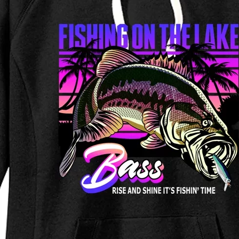 Rise N Shine Its Fishing Time Bass Lake Women's Fleece Hoodie