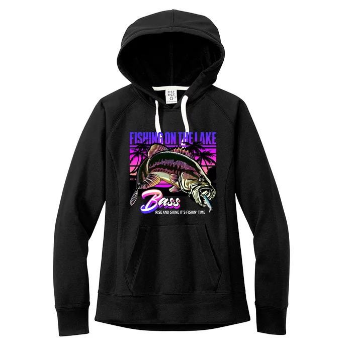 Rise N Shine Its Fishing Time Bass Lake Women's Fleece Hoodie