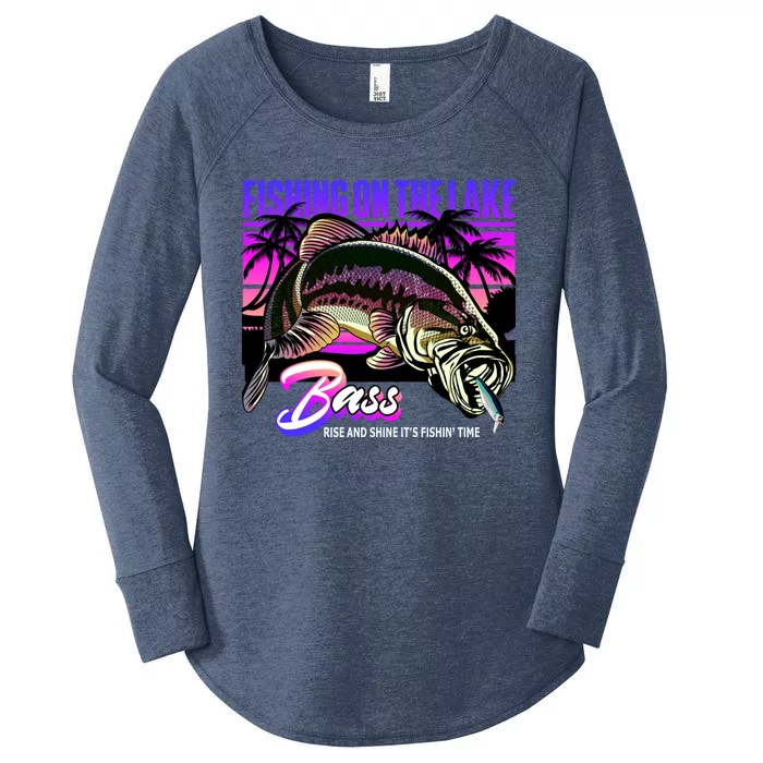 Rise N Shine Its Fishing Time Bass Lake Women's Perfect Tri Tunic Long Sleeve Shirt