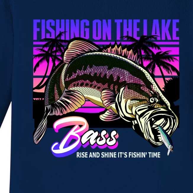 Rise N Shine Its Fishing Time Bass Lake Baby Long Sleeve Bodysuit