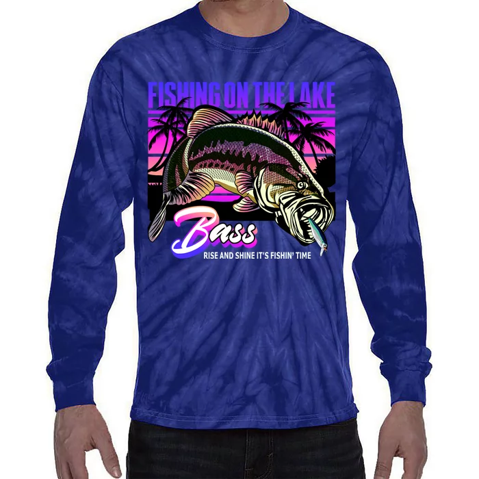 Rise N Shine Its Fishing Time Bass Lake Tie-Dye Long Sleeve Shirt