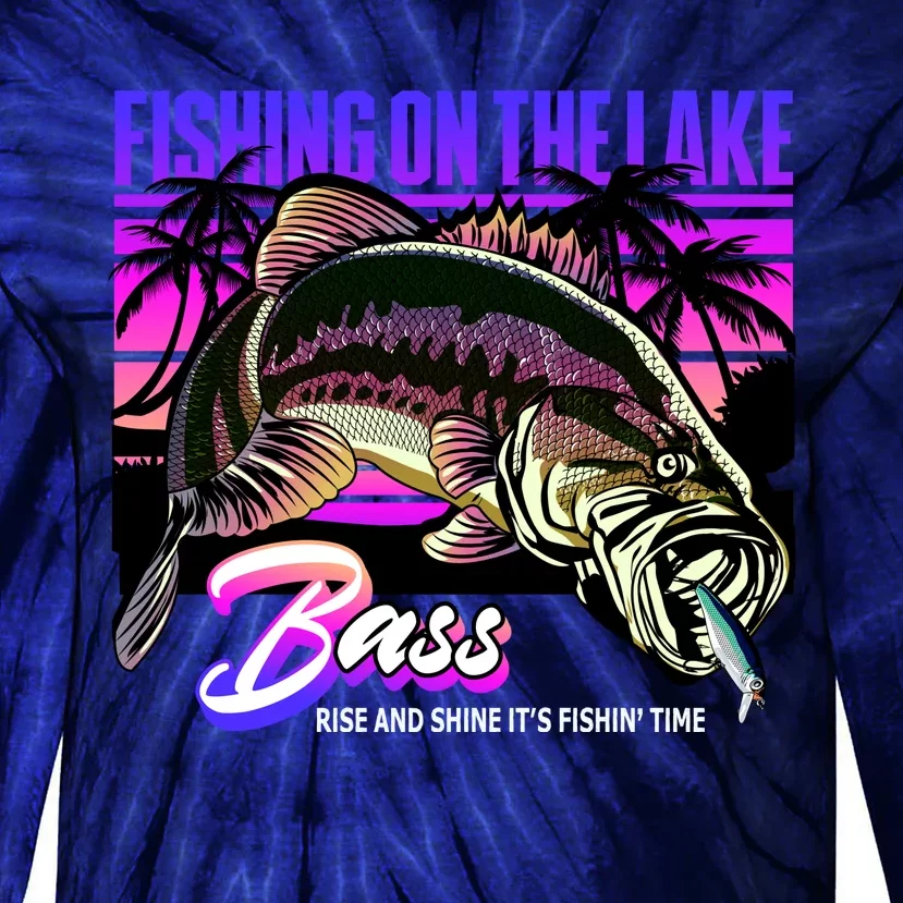 Rise N Shine Its Fishing Time Bass Lake Tie-Dye Long Sleeve Shirt