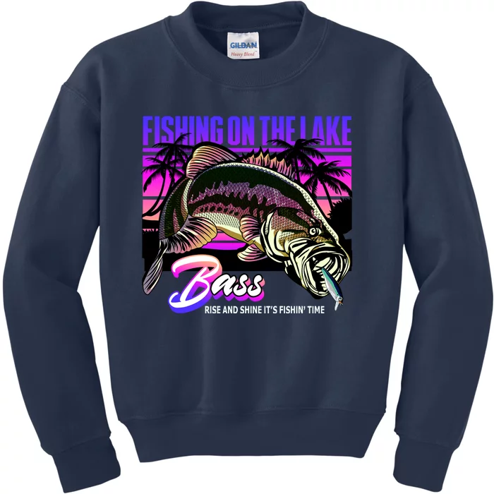 Rise N Shine Its Fishing Time Bass Lake Kids Sweatshirt