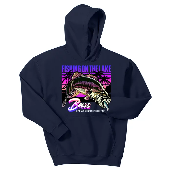 Rise N Shine Its Fishing Time Bass Lake Kids Hoodie