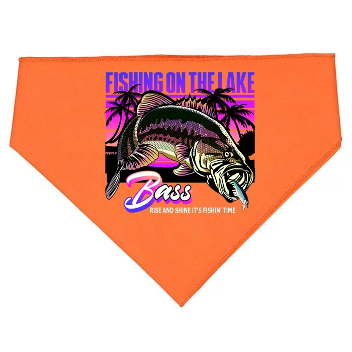 Rise N Shine Its Fishing Time Bass Lake USA-Made Doggie Bandana