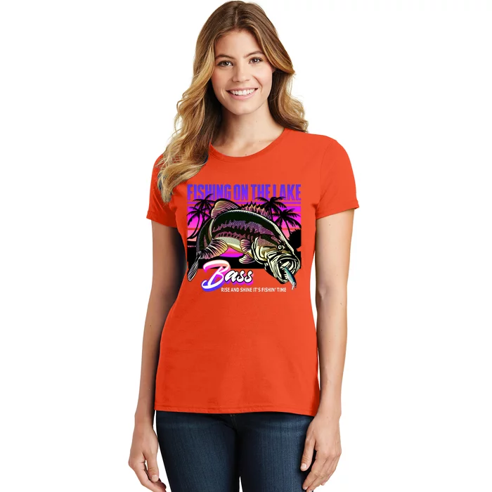 Rise N Shine Its Fishing Time Bass Lake Women's T-Shirt