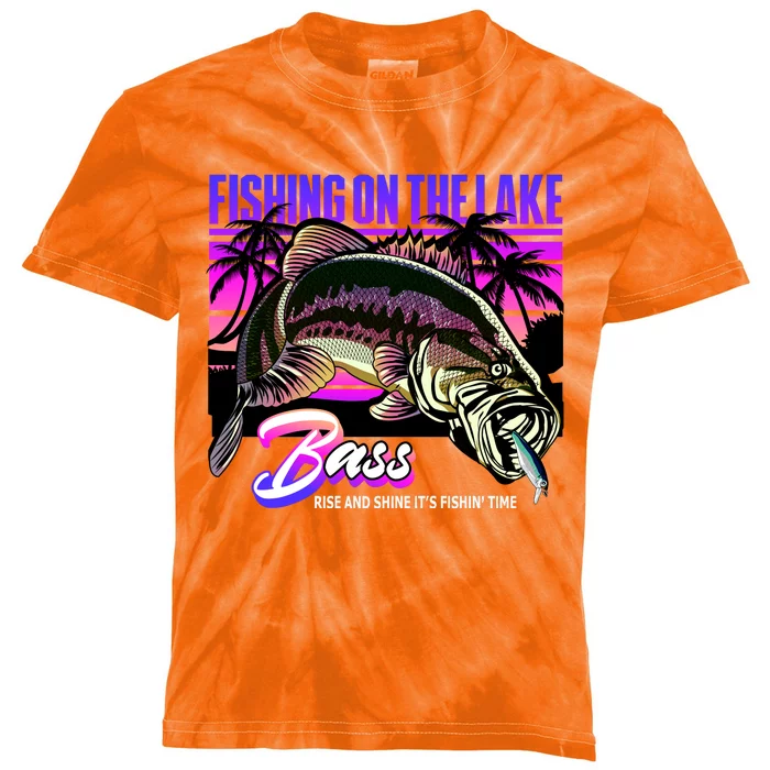 Rise N Shine Its Fishing Time Bass Lake Kids Tie-Dye T-Shirt