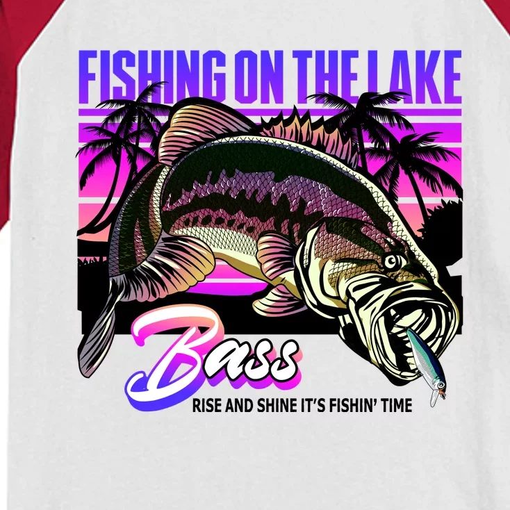 Rise N Shine Its Fishing Time Bass Lake Kids Colorblock Raglan Jersey