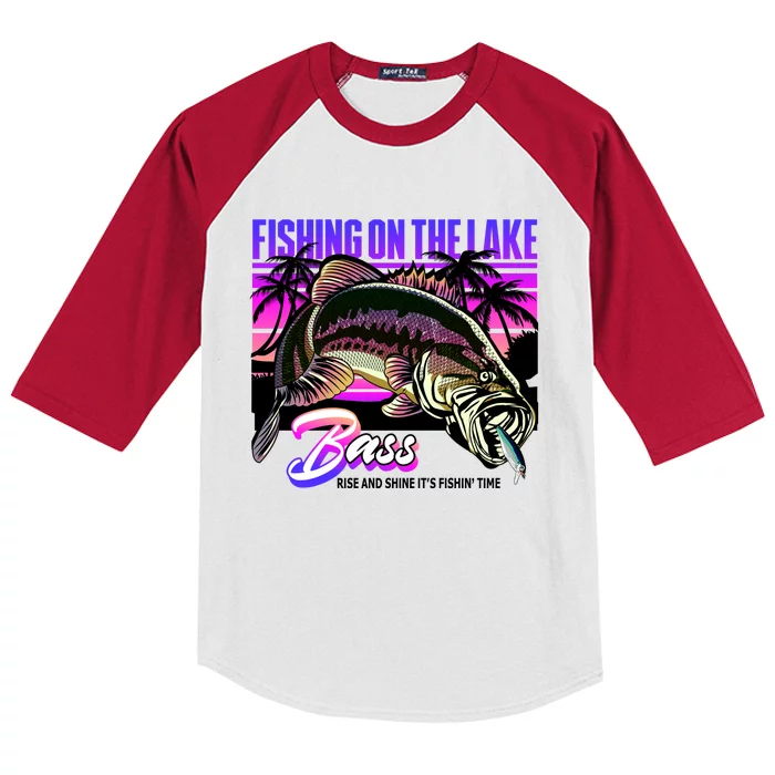 Rise N Shine Its Fishing Time Bass Lake Kids Colorblock Raglan Jersey