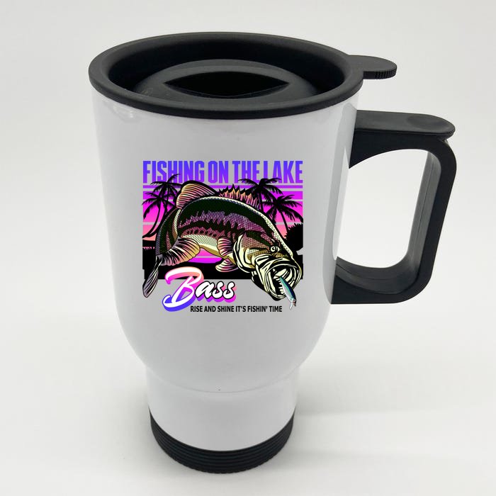 Rise N Shine Its Fishing Time Bass Lake Front & Back Stainless Steel Travel Mug