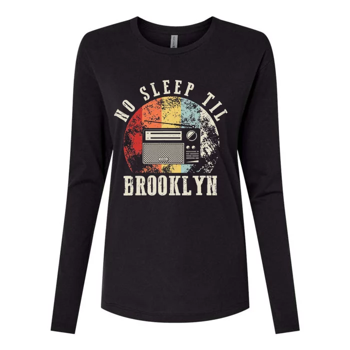 Retro No Sleep Til Brooklyn Old School Portable Stereo Womens Cotton Relaxed Long Sleeve T-Shirt