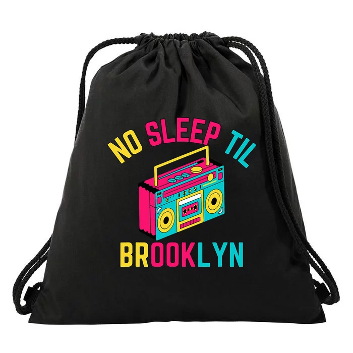 Retro No Sleep Til Brooklyn Drawstring Bag