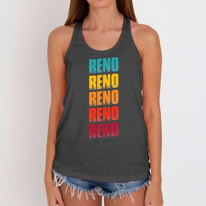 Reno Nevada Souvenir Retro Vintage Reno Women's Knotted Racerback Tank