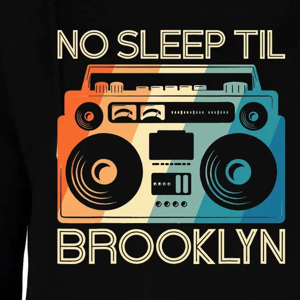 Retro No Sleep Til Brooklyn Old School Portable Stereo Womens Funnel Neck Pullover Hood