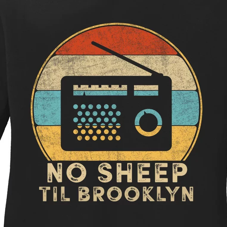 Retro No Sleep Til Brooklyn Old School Portable Stereo Ladies Long Sleeve Shirt